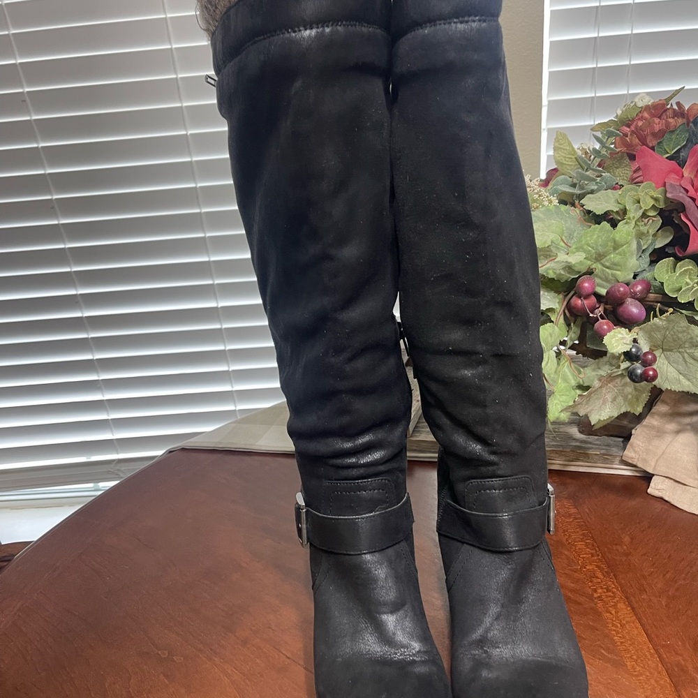 Crown Vintage Chelie Knee High
Block Heel Boots Moto vegan - Picture 3 of 11